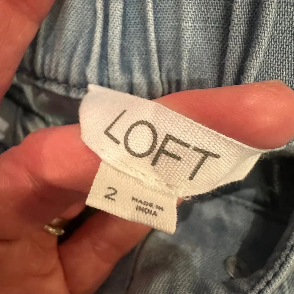 LOFT Light Blue Wide-Leg Pants - Picture 7 of 10